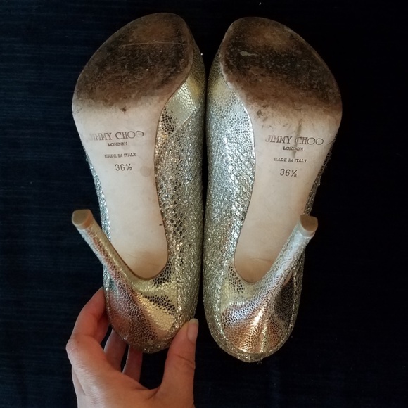 JIMMY CHOO Champagne Glitter "Luna" Heels...RARE! - Picture 6 of 11